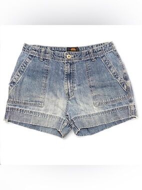 AMAZING Vintage Y2K/90s High Rise Faded Medium Wash Route 66 Utility Mini Shorts